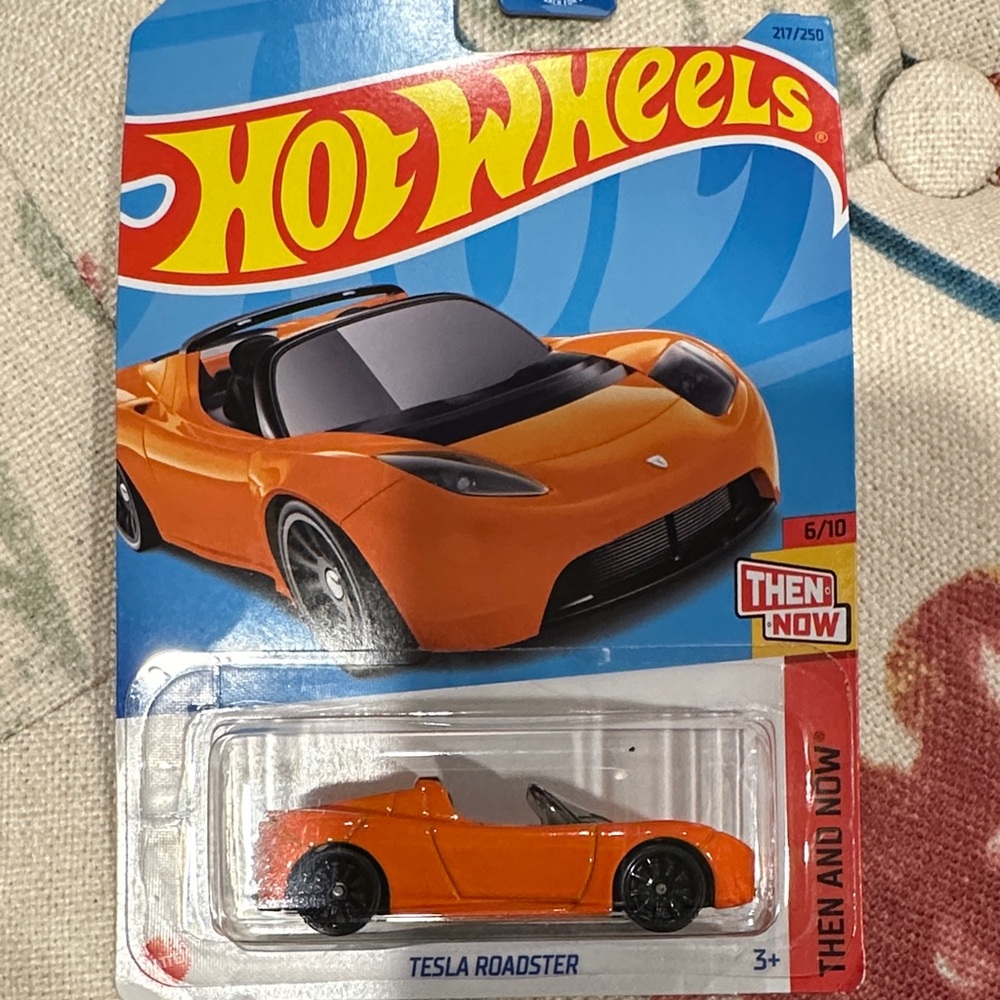 Orange Tesla Roadster Toy Car